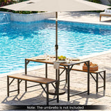 Tangkula Acacia Wood Outdoor Bench Backless Patio Dining Bench