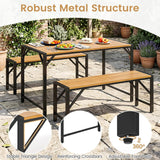 Tangkula Acacia Wood Outdoor Bench Backless Patio Dining Bench