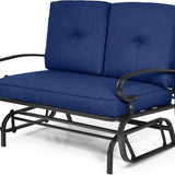 Tangkula Outdoor Swing Glider Chair , Patio Glider Bench for 2 Persons, Outdoor Rocking Loveseat with Steel Frame
