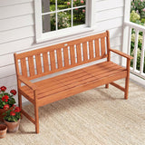 Tangkula 59" Wood Outdoor Bench with Pull-Out Center Table, 2-Person Bench