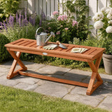 Tangkula Wood Outdoor Bench Backless, 2-Person Patio Dining Bench