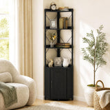Tangkula Tall Corner Storage Cabinet | 71" Industrial 6 Tier Storage Shelf w/Door Cabinet