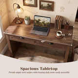 Tangkula 48” Computer Desk with 2 Drawers, Farmhouse Executive Desk