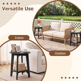 Tangkula Outdoor 2-Tier Eucalyptus Wood Side Table Set of 2