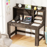 Tangkula Computer Desk with Hutch & Charging Station