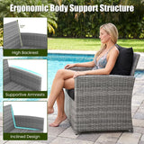 Tangkula Outdoor Loveseat with 2 Ottomans