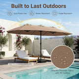 Tangkula 15.5 FT Patio Umbrella with Solar Lights