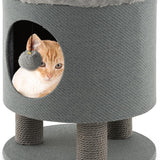 Tangkula Cat Condo Stool for Indoor Cats, Pet House Ottoman & Kitty Bed with Scratching Posts & Plush Ball Toy