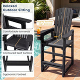Tangkula Outdoor Bar Stool All-Weather HDPE Tall Adirondack Chair with Backrest