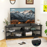 Tangkula Corner TV Stand for TVs up to 65”, TV Console Table w/AC Outlets, USB A Ports, USB C Port