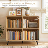 Tangkula 4-Cube Bookshelf, Wood Bookcase & 5 Metal Legs
