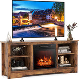 Tangkula TV Stand with 18” Electric Fireplace, for Flat Screen TVs Up to 65” with Adjustable Shelves