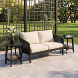 Tangkula Outdoor 2-Tier Eucalyptus Wood Side Table Set of 2