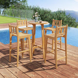 Tangkula Teak Wood Bar Stool, 30” Bar Chair with Footrest & Backrest