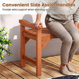 Tangkula Outdoor Backless Wood Bench with Support Handles