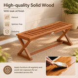 Tangkula Wood Outdoor Bench Backless, 2-Person Patio Dining Bench