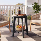 Tangkula Outdoor 2-Tier Eucalyptus Wood Side Table Set of 2