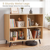 Tangkula 4-Cube Bookshelf, Wood Bookcase & 5 Metal Legs