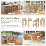 Tangkula Teak Wood Bar Stool, 30” Bar Chair with Footrest & Backrest