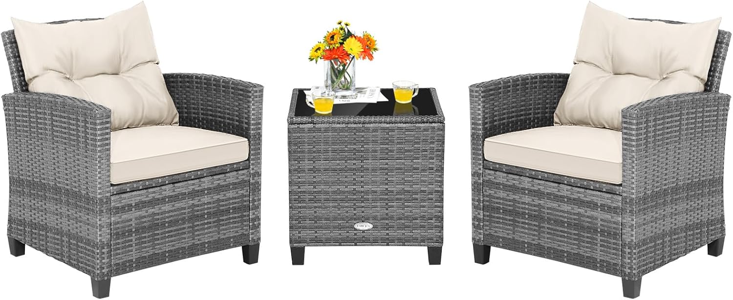 Tangkula 3 Pieces Patio Furniture Set