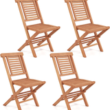Tangkula Teak Wood Folding Patio Chairs Set of 2/4 No Assembly Required