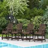 Tangkula Outdoor Bar Stool, HDPE Tall Adirondack Chair with Armrest & Footrest
