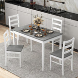 Tangkula 5-Piece Dining Table Set for 4, Farmhouse Solid Wood Dinette Set w/Rubber Wood Legs