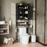 Tangkula Over The Toilet Storage Cabinet, 5-Tier Bathroom Space Saver w/2 Metal Mesh Doors & 3-Position Adjustable Shelf