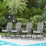 Tangkula Outdoor Bar Stool, HDPE Tall Adirondack Chair with Armrest & Footrest