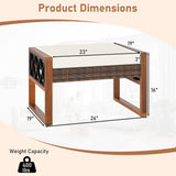 Tangkula Rattan Wicker Outdoor Ottoman Set of 2