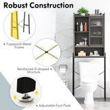 Tangkula Over The Toilet Storage Cabinet, Bathroom Space Saver Organizer Above Toilet with Double Doors & Metal Frame