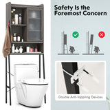 Tangkula Over The Toilet Storage Cabinet, Bathroom Space Saver Organizer Above Toilet with Double Doors & Metal Frame