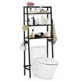 Tangkula Over-The-Toilet Storage Rack, 3-Tier Freestanding Bathroom Space Saver Shelf w/ 2 Hanging Hooks