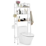 Tangkula Over-The-Toilet Storage Rack, 3-Tier Freestanding Bathroom Space Saver Shelf w/ 2 Hanging Hooks