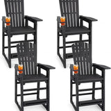Tangkula Outdoor Bar Stool All-Weather HDPE Tall Adirondack Chair with Backrest