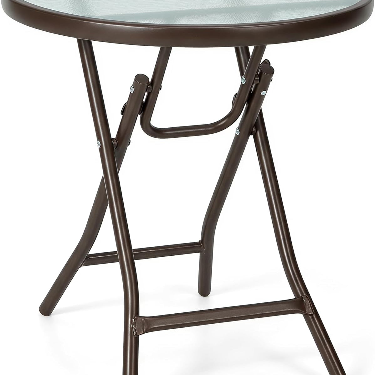 Tangkula Patio Bistro Table, 18" Round Side Table with Tempered Glass Tabletop (Black)