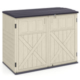 Tangkula Large Outdoor Storage Cabinet 20 Cu.Ft Horizontal Resin Storage Shed
