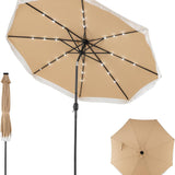 Tangkula 10 FT Solar Patio Umbrella with Fringe