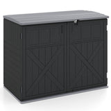 Tangkula Large Outdoor Storage Cabinet 20 Cu.Ft Horizontal Resin Storage Shed