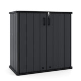 Tangkula 175 Gallon All-Weather Outdoor Storage Box with Lockable Door & Removable Shelf