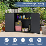 Tangkula 175 Gallon All-Weather Outdoor Storage Box with Lockable Door & Removable Shelf