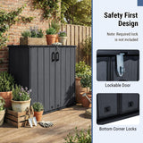 Tangkula 175 Gallon All-Weather Outdoor Storage Box with Lockable Door & Removable Shelf