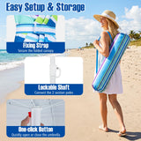 Tangkula 6.5 FT Scalloped Beach Umbrella with Cup Holders for Sand