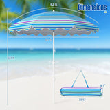 Tangkula 6.5 FT Scalloped Beach Umbrella with Cup Holders for Sand