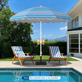 Tangkula 6.5 FT Scalloped Beach Umbrella with Cup Holders for Sand
