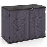 Tangkula Large Outdoor Storage Cabinet 20 Cu.Ft Horizontal Resin Storage Shed