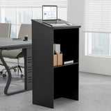 Tangkula Floor Standing Podium, Wooden Speaking Lectern with Adjustable Shelf