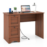 Tangkula Computer Desk with Drawers & Charging Station