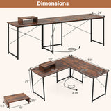 L-Shaped Computer Desk with Power Outlets