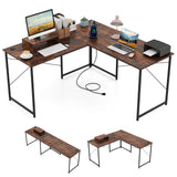 L-Shaped Computer Desk with Power Outlets